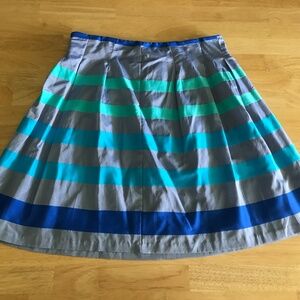 EVA Franco Skirts Blue Pleated Neon Color Block Stripes
